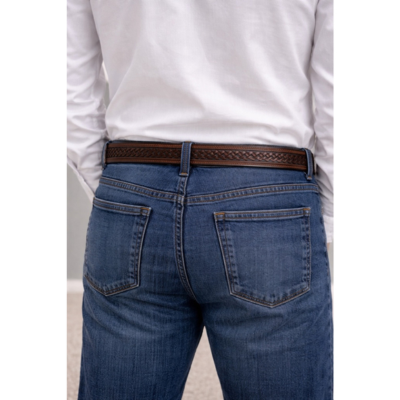 Brown Genuine Leather Braided Belt Size 54 - Picture 6 of 10